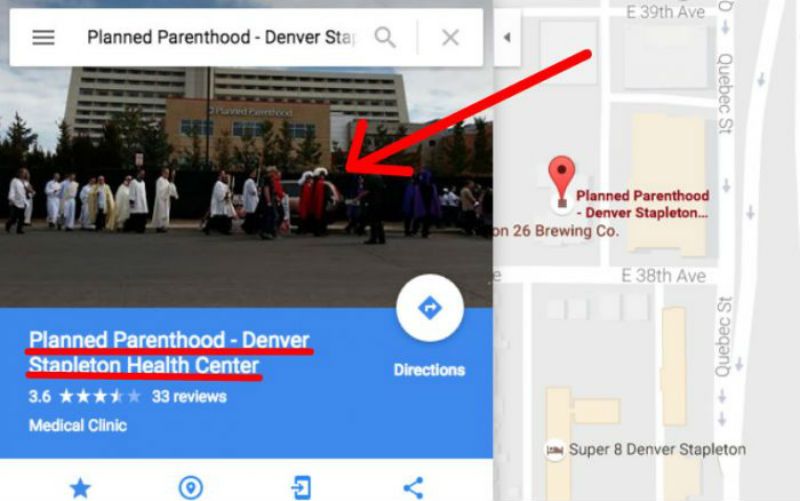 Google Maps mostra foto de procissão católica na porta de clínica de aborto