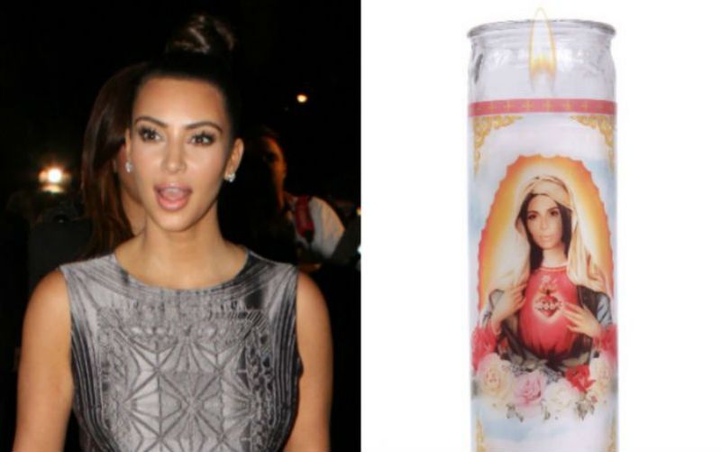Kim Kardashian lança uma vela blasfema em que ela é a Virgem Maria