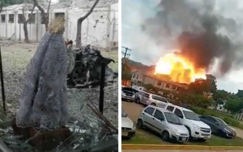 Virgem permanece de pé após terrível explosão na brigada militar colombiana