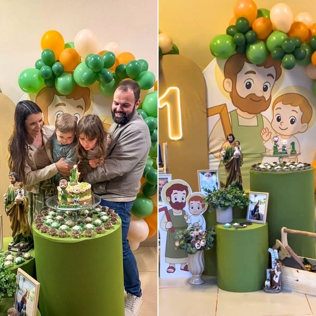 Pais celebram 1º aniversário do filho com festa em honra a São José Operário