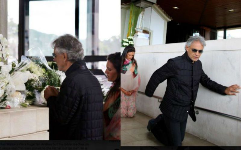 Andrea Bocelli caminha de joelhos em Fátima e diz que "cada respiração se torna uma oração"
