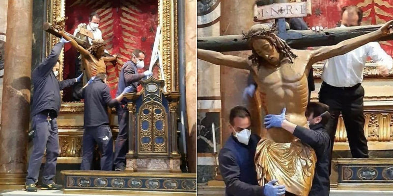 Coronavírus: Crucifixo milagroso que venceu a Peste Negra é levado para Praça de São Pedro
