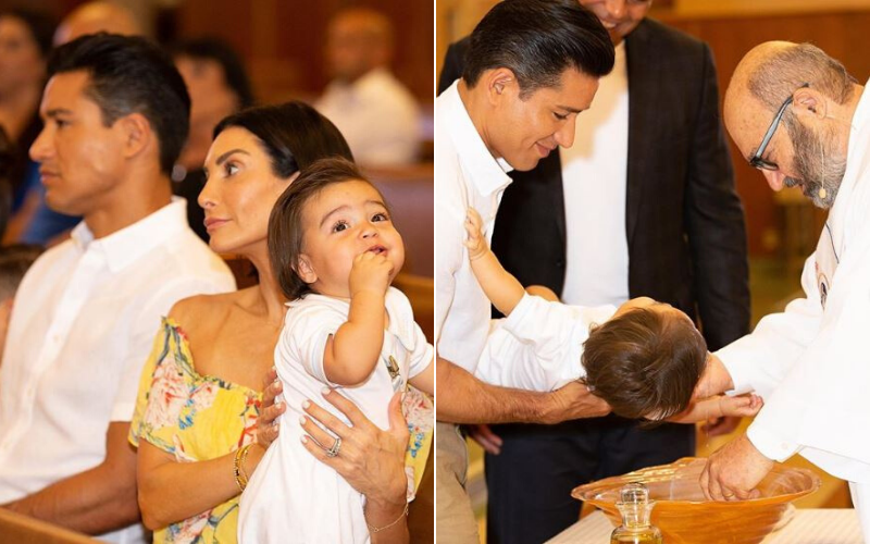 Ator Mario Lopez posta fotos de seu filho mais novo sendo batizado na Igreja Católica