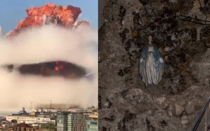 Imagem da Virgem Maria permanece intacta após explosão em Beirute