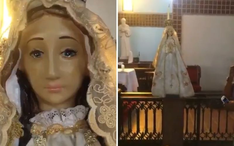 Fiéis registram momento que imagem da Virgem Maria teria chorado na Venezuela