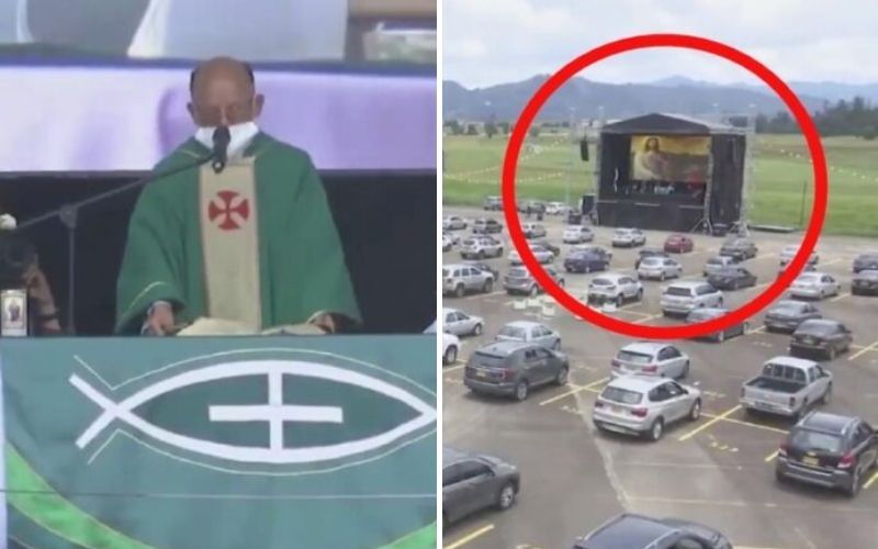 [Vídeo] Padre celebra missa em cinema drive-in por causa da pandemia