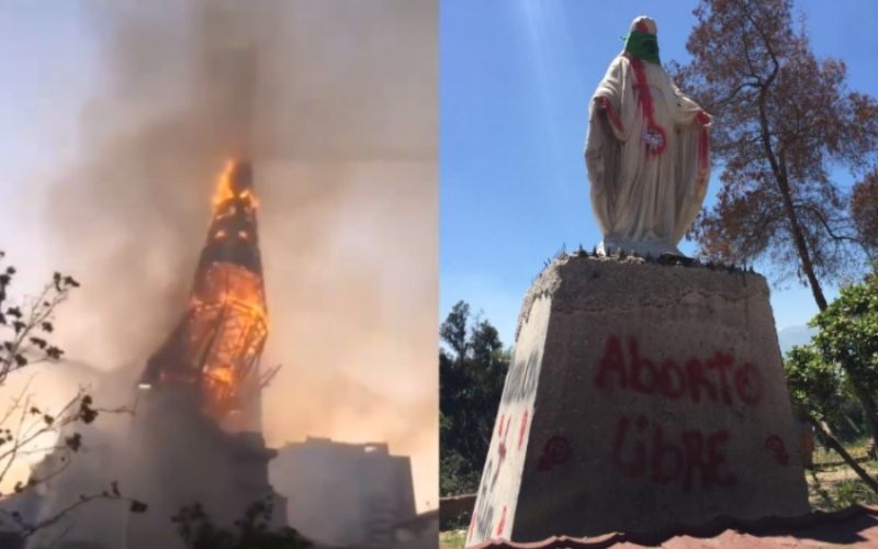 Intolerância religiosa no Chile: incendeiam igrejas e vandalizam imagens da Virgem Maria