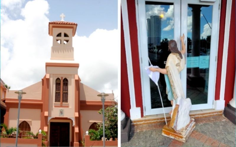Ladrão rouba imagens de santos de igreja e as espalha pela vizinhança