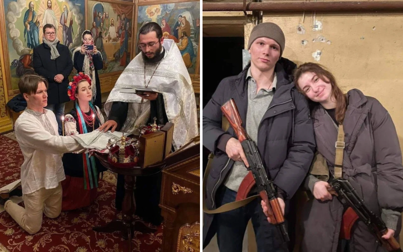 Em meio à guerra, casal ucraniano decide se casar antes de ir lutar pelo país