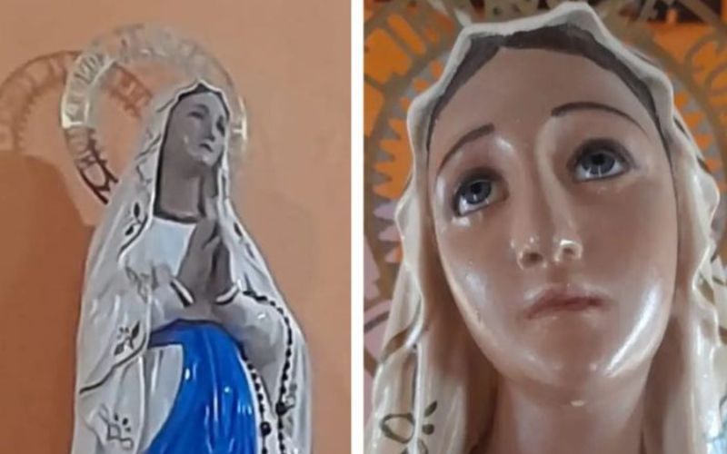 Fiéis dizem-se comovidos por imagem da Virgem Maria que chora; veja o vídeo