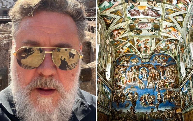 Russell Crowe visita a Capela Sistina no Vaticano: "Estou à serviço de Roma"!