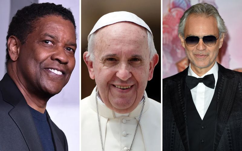 Saiba o motivo do encontro do Papa com Denzel Washington, Andrea Bocelli e outros artistas