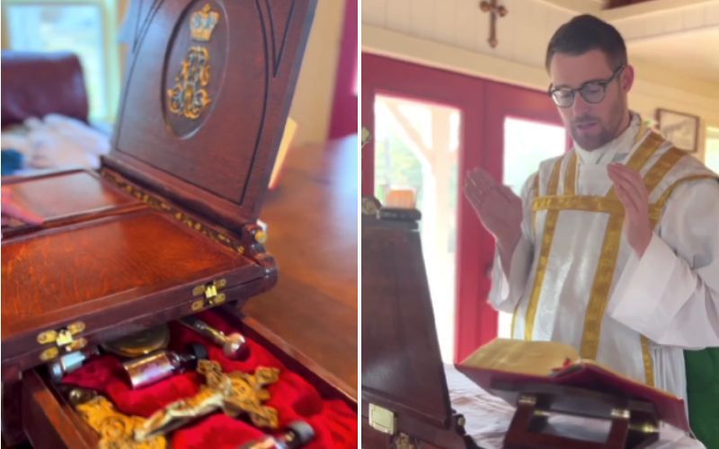 Padre carrega incrível altar portátil consigo e faz sucesso nas redes sociais!